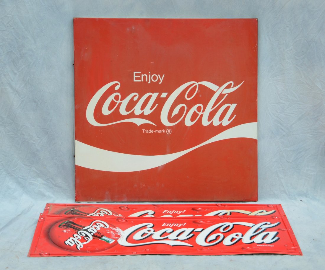 (3) Coca-Cola Advertising Signs: Vintage Outdoor Metal (1 of 1)