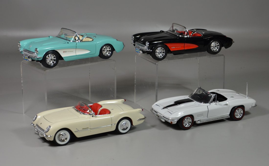 (4) Scale Model Chevrolet Corvette cars, Burago 1957 (1 of 1)