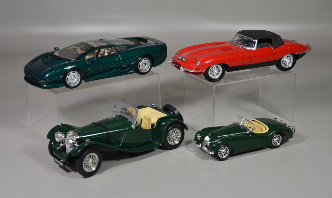 (4) Jaguar scale model cars, XK 120 1/24 scale, XJ 220 (1 of 1)