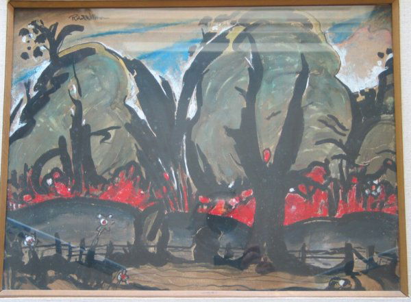 Robert Wilson. Watercolor and gouache on paper.: Robert Wilson. Watercolor and gouache on paper. Trees in Landscape. Framed. Image size 18" x 24" Overall size 26" x 32". *HFH