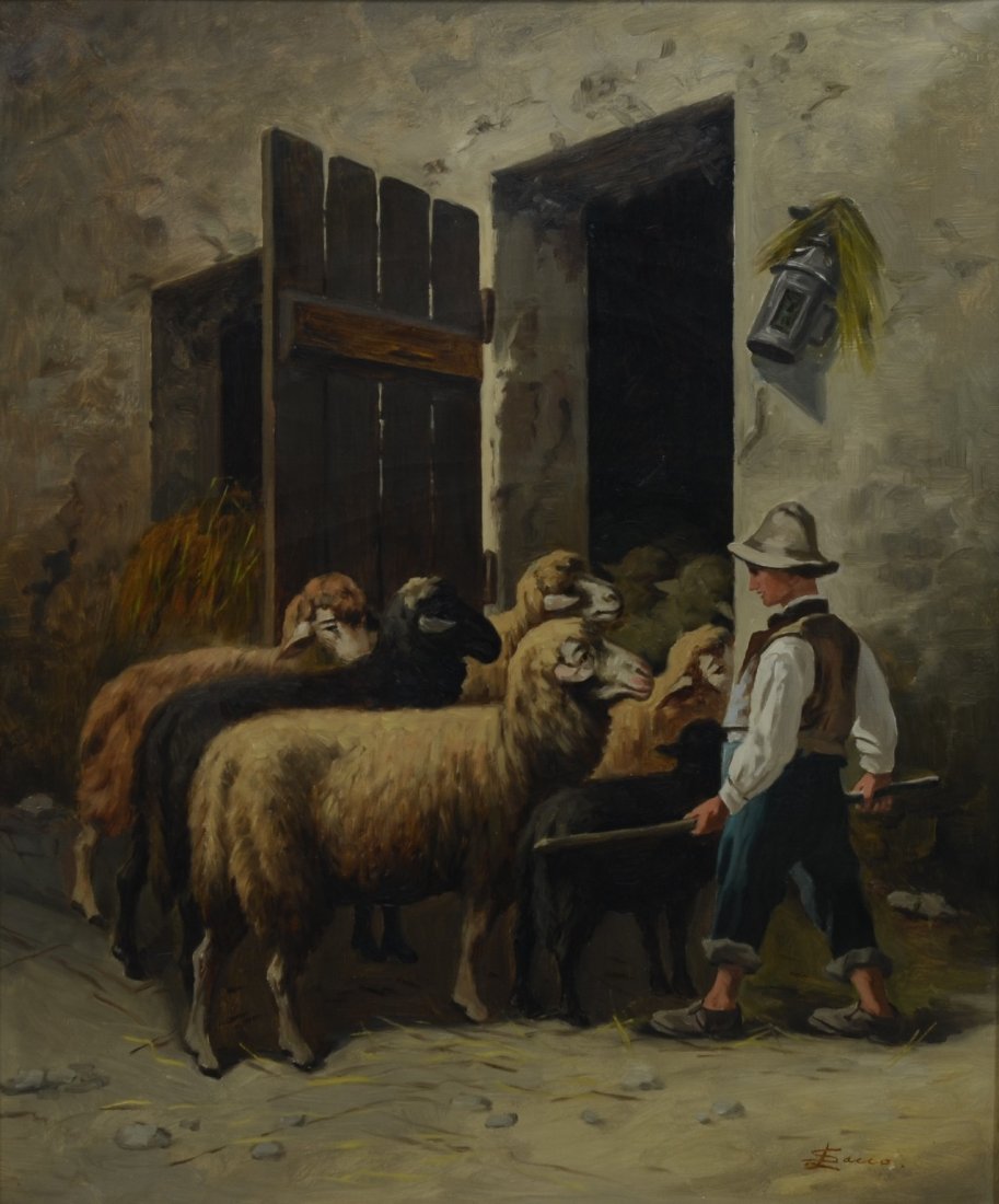 Lucca Sacco (Italian, 1858-1912), oil on canvas, (1 of 4)