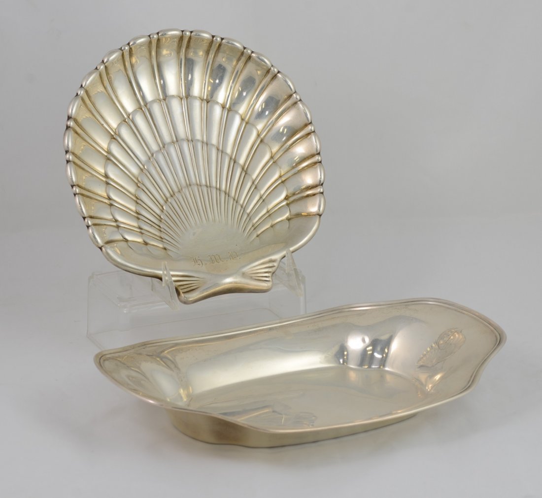 Wallace sterling silver shell bowl, 8" long, along with (1 of 3)