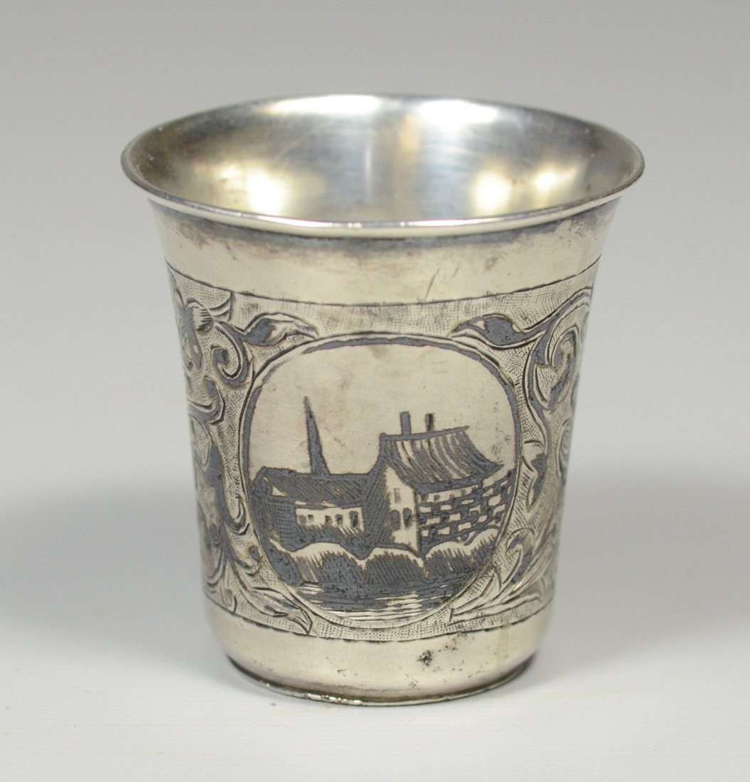 Imperial Russian silver niello decorated kiddish cup (1 of 5)