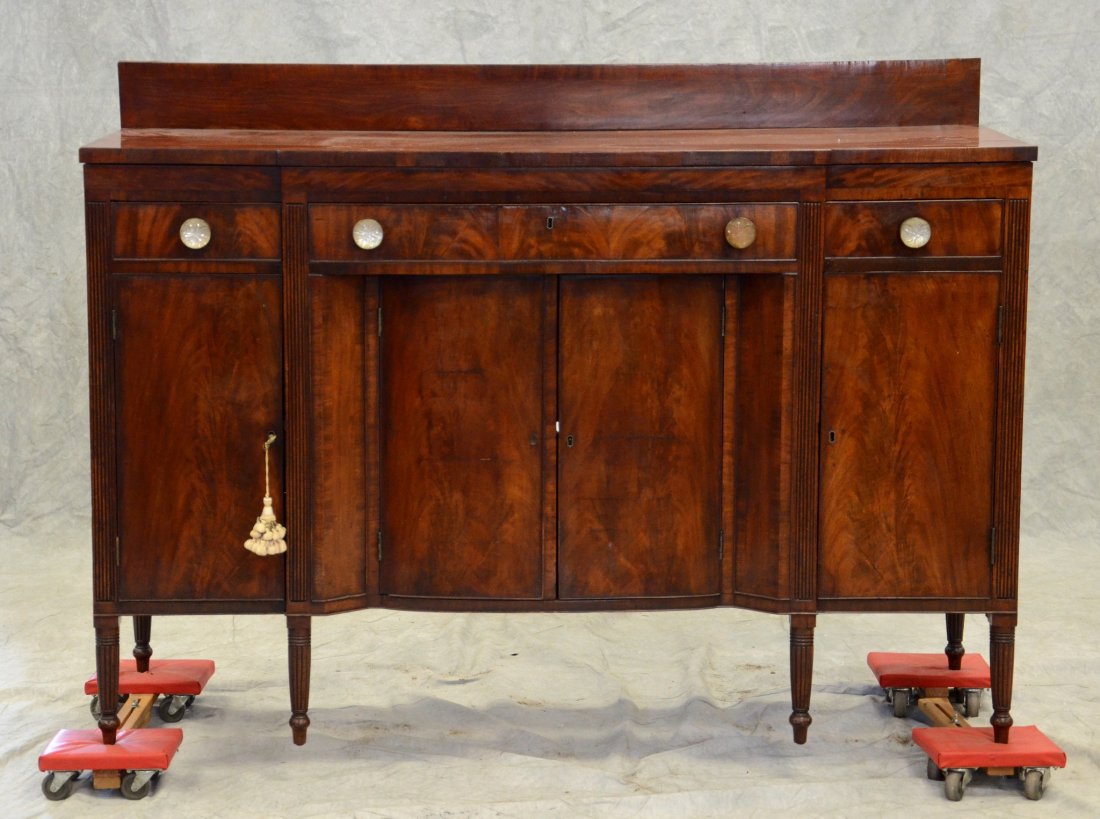 Mahogany Sheraton sideboard, rectangular top with (1 of 2)