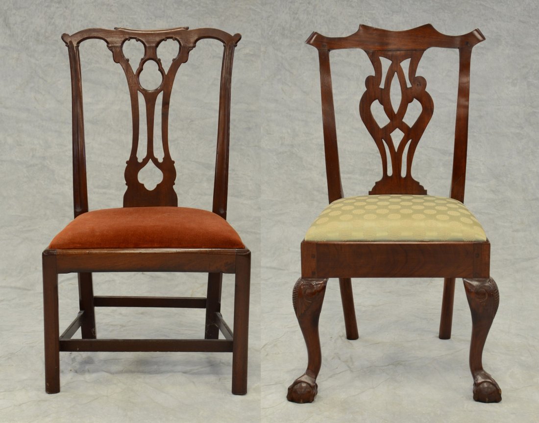 (2) Mahogany Chippendale style side chairs, (1 of 9)