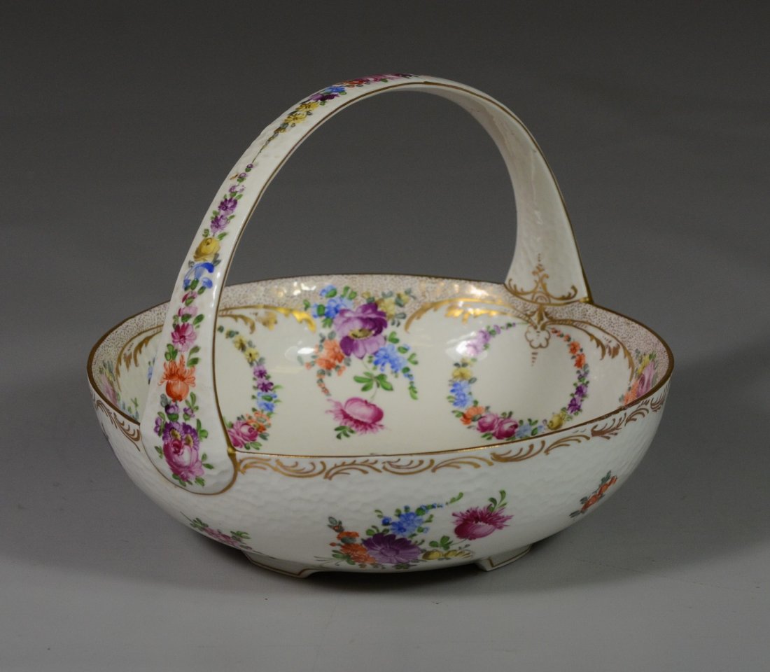 Dresden Germany porcelain basket with floral (1 of 4)