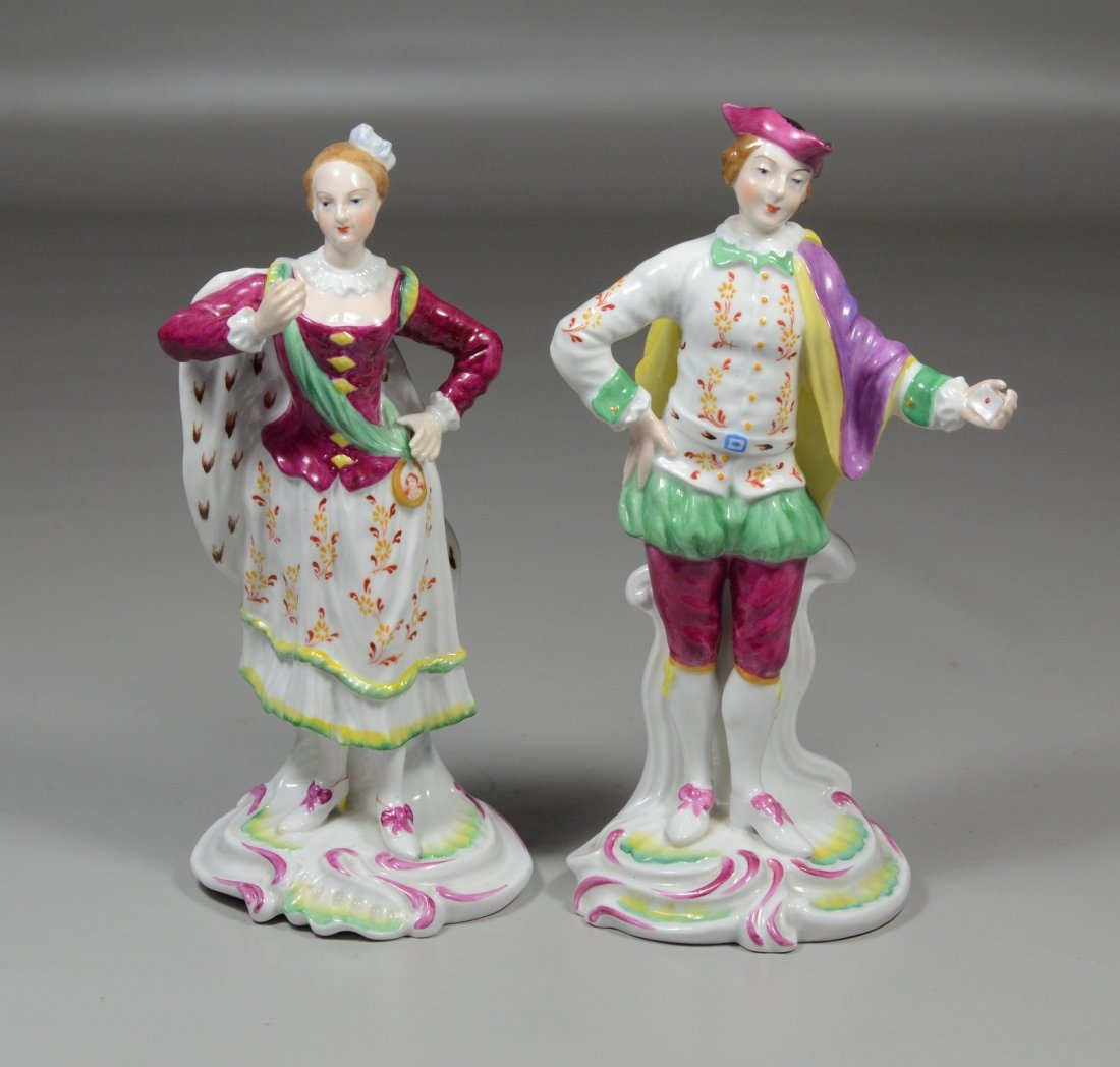 Pair of Copeland Spode figurines one marked Chelsea (1 of 3)