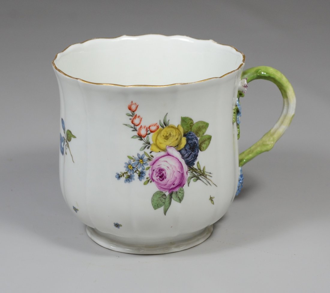 Meissen porcelain bell shaped mug, 3 dimensional floral (1 of 5)