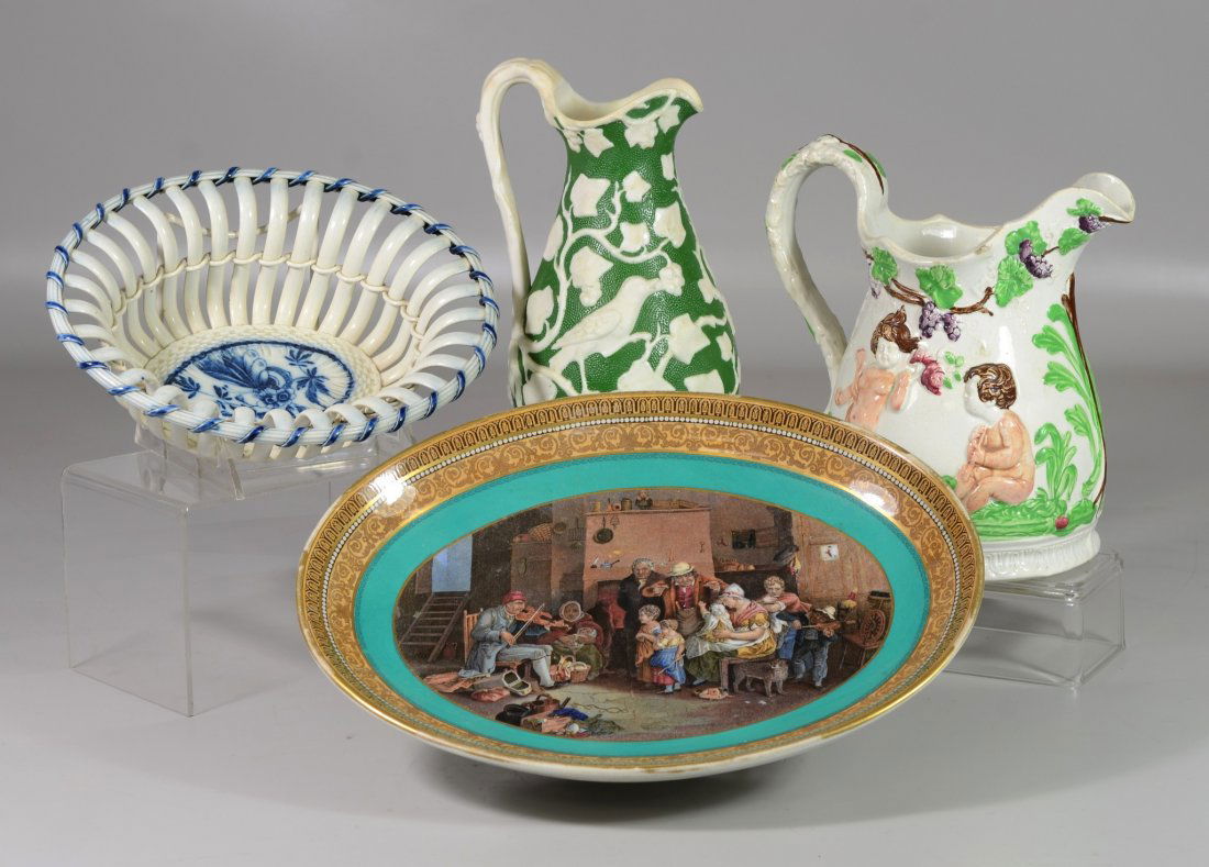 (4) Pieces English pottery, Leeds type soft paste (1 of 2)