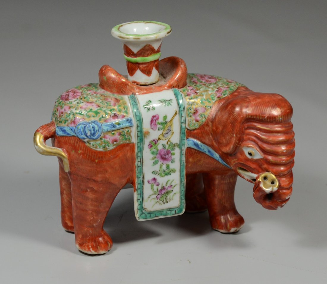 Chinese export Famille Rose elephant form Joss Stick (1 of 3)
