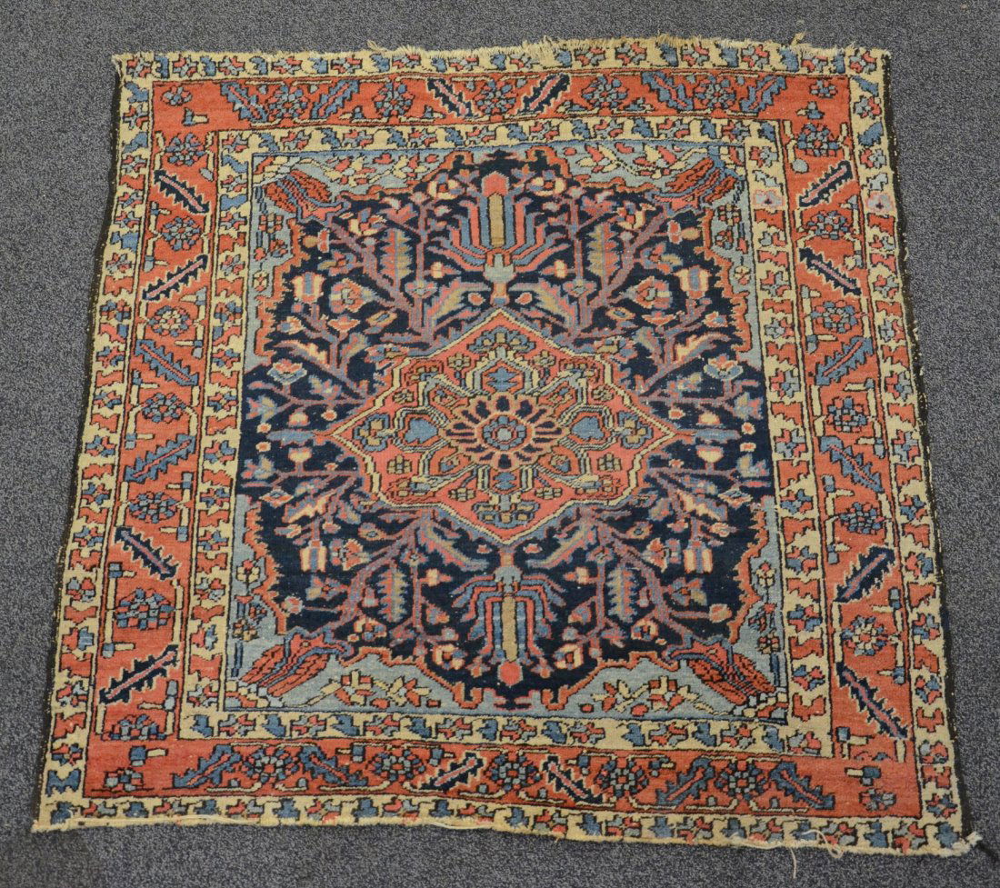 4'6" x 4'6" Heriz rug, losses to each end (1 of 2)