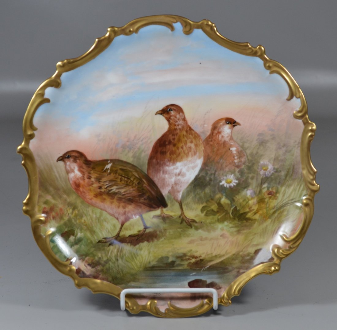 LRL, Limoges hand painted porcelain charger with 3 (1 of 3)