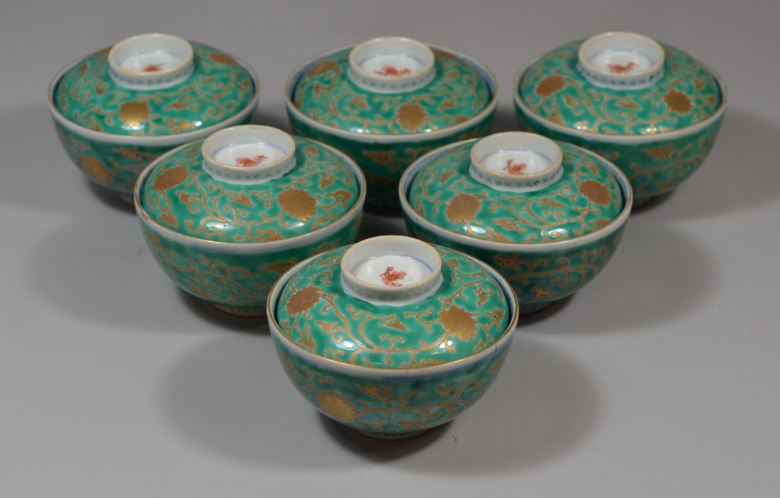 Group of 6 Chinese gilt decorated famille verte (1 of 3)
