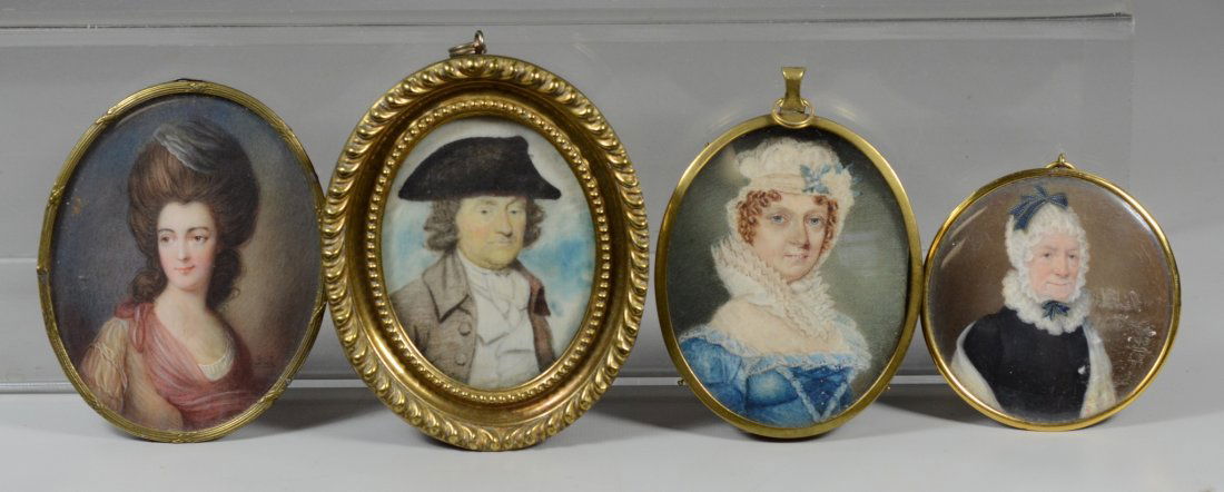 (4) 19th c hand painted portraits on ivory (1 of 2)