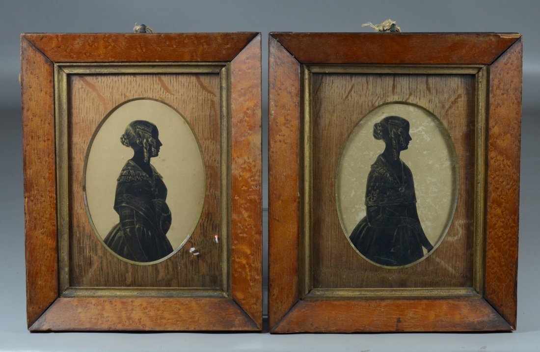 Pr oval cut paper 3/4 length lady silhouettes with (1 of 2)