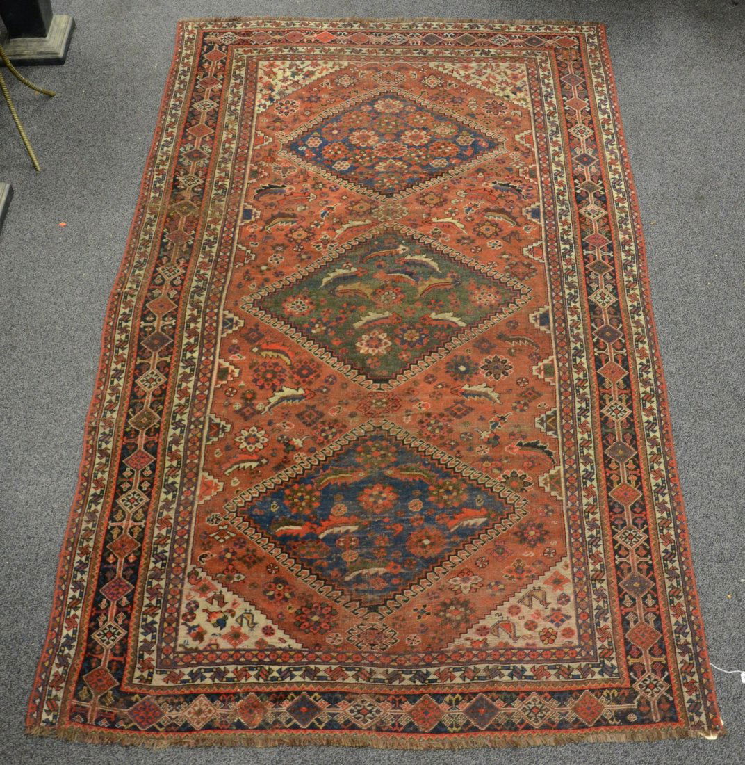 5'6" x 9'3" Turkish carpet, guard border missing from (1 of 4)