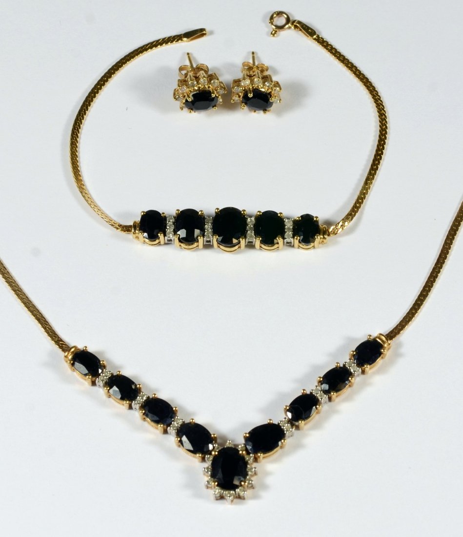 4 pc 14K Yellow gold, diamond & sapphire UnoAErre brace (1 of 2)