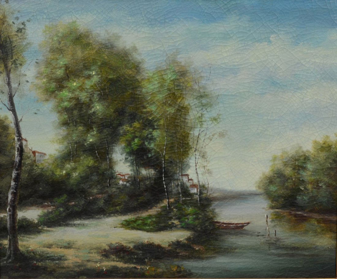 American School (20th Century), oil on canvas, (1 of 2)