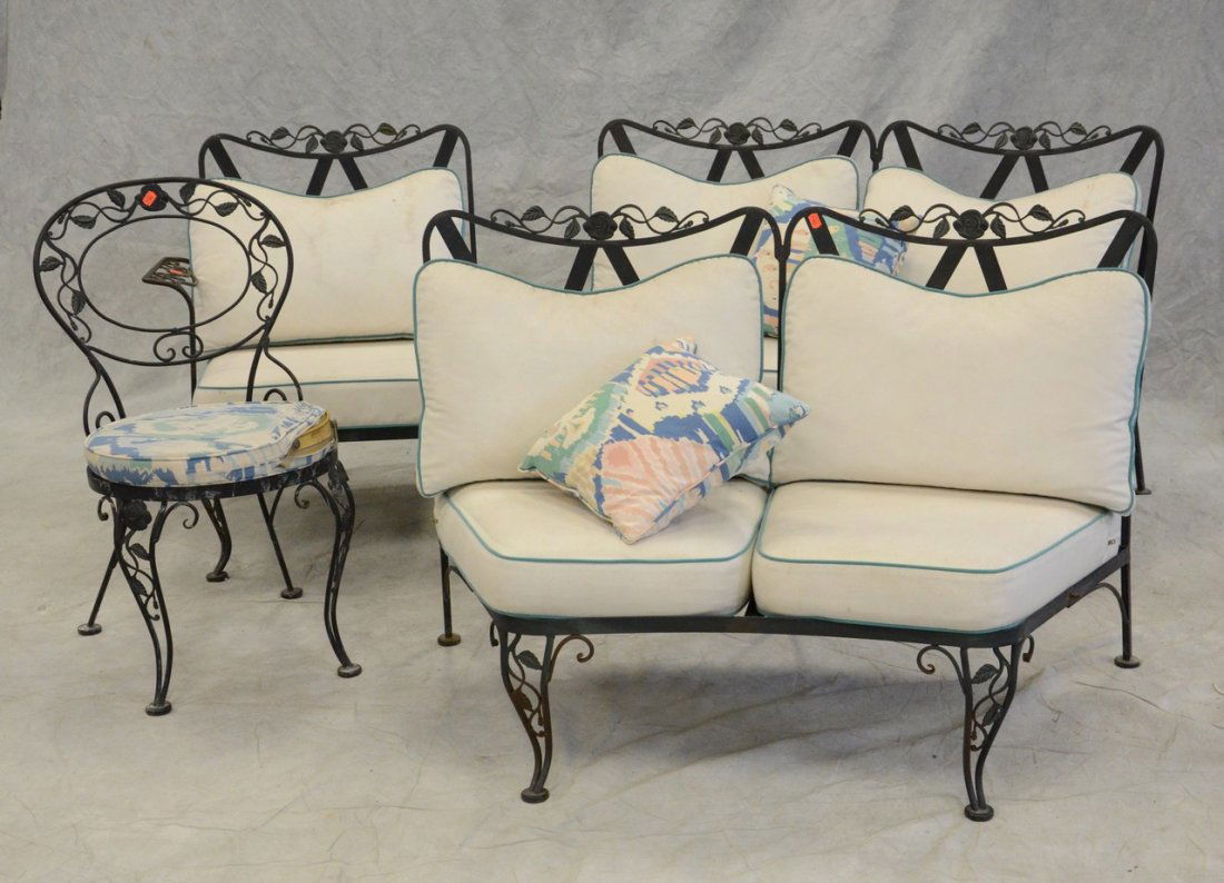 3 Piece wrought iron corner patio sofa with a cameo (1 of 1)