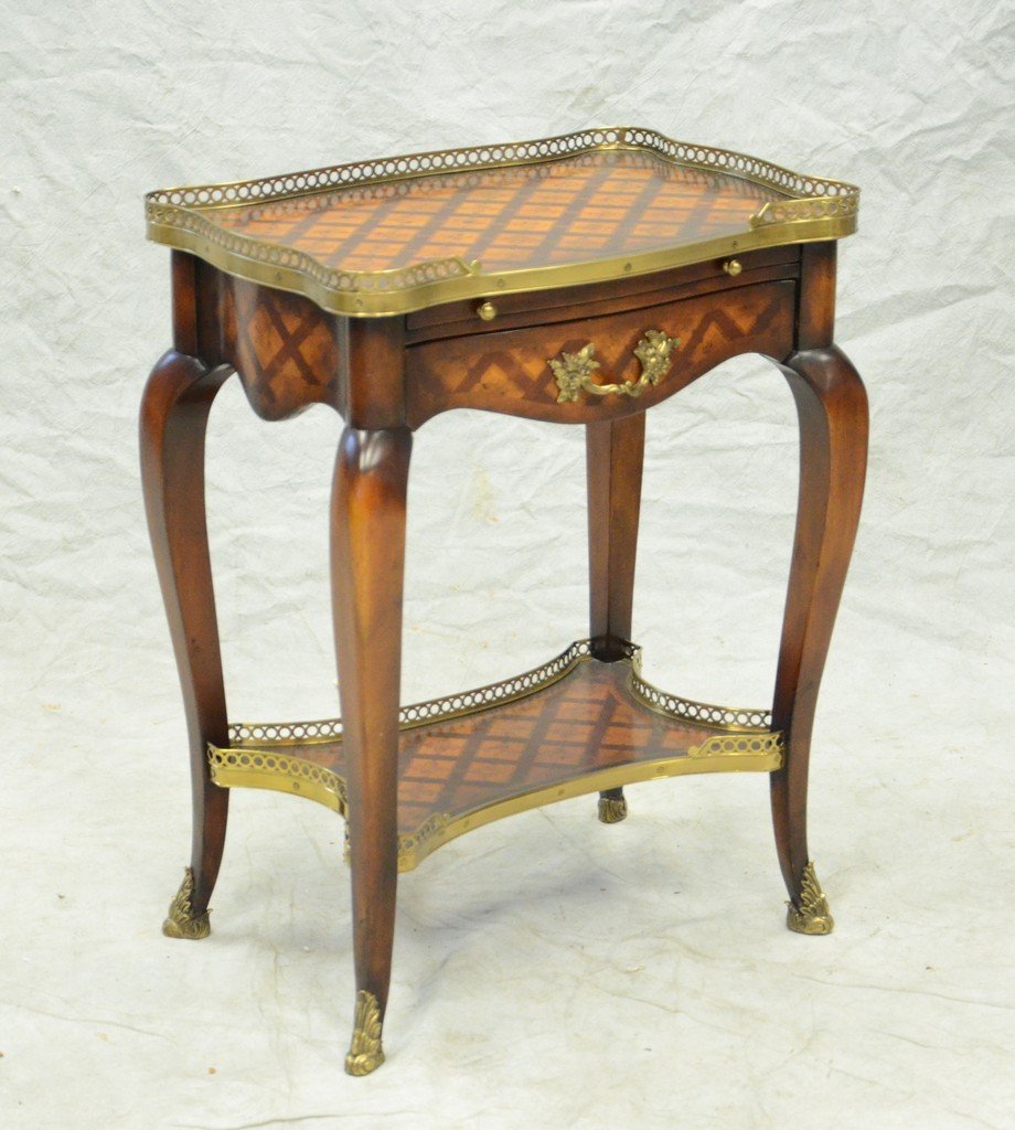 French scalloped top side table with brass gallery, (1 of 1)