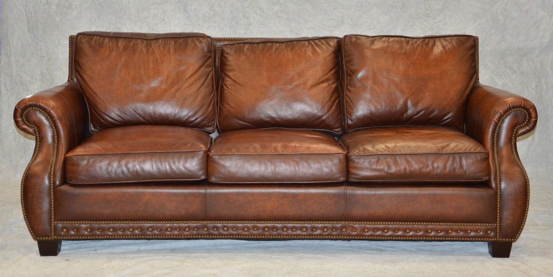 3 pcs Bernhardt brown leather furniture to include a 3 (1 of 3)