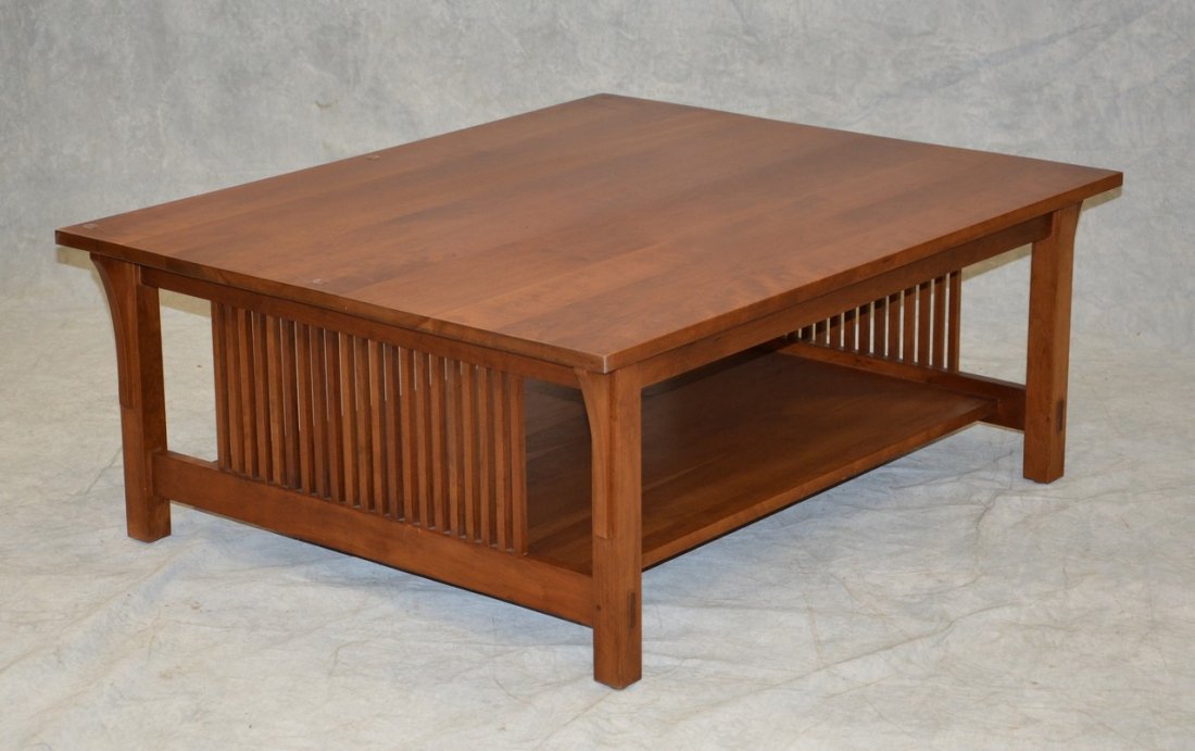 Stickley Cherry Mission style coffee table, c 2001, 44" (1 of 2)