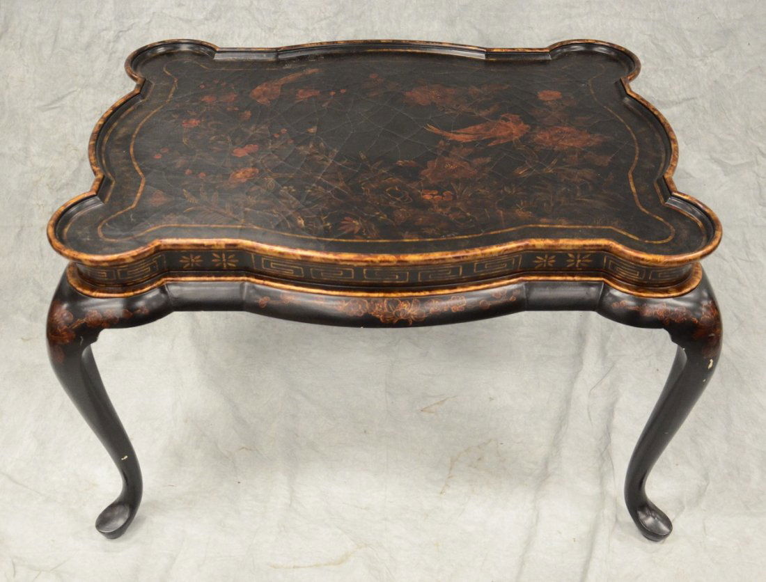 Queen Anne style low table, black and gilt Chinoiserie (1 of 2)