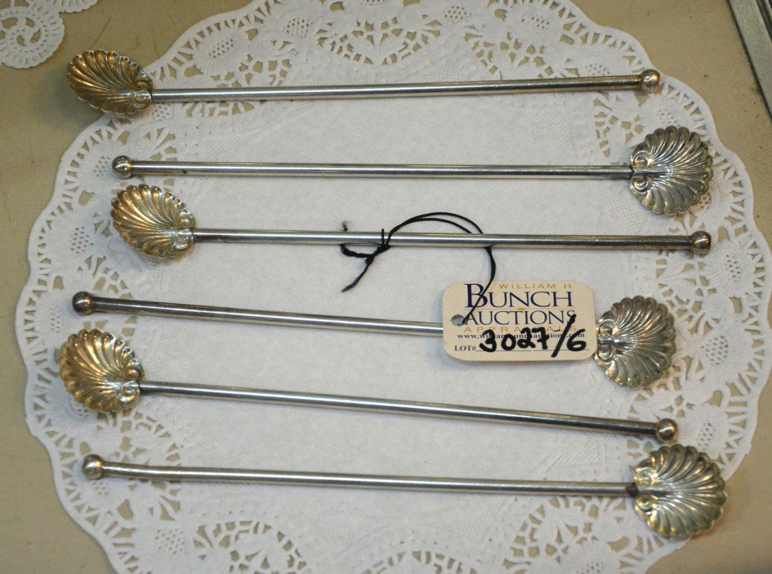 (6) Sterling silver mint julep spoons with shell bowls, (1 of 1)