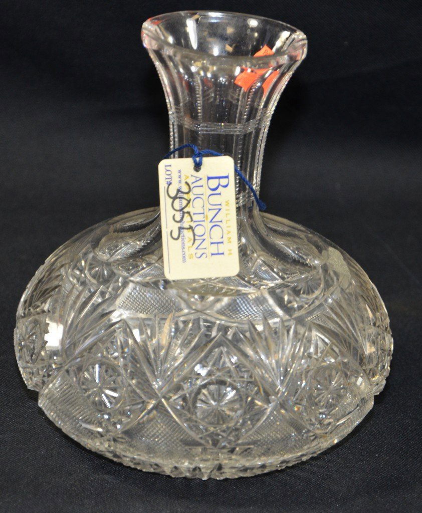 Brilliant cut glass water bottle, 7 1/4" h (1 of 1)