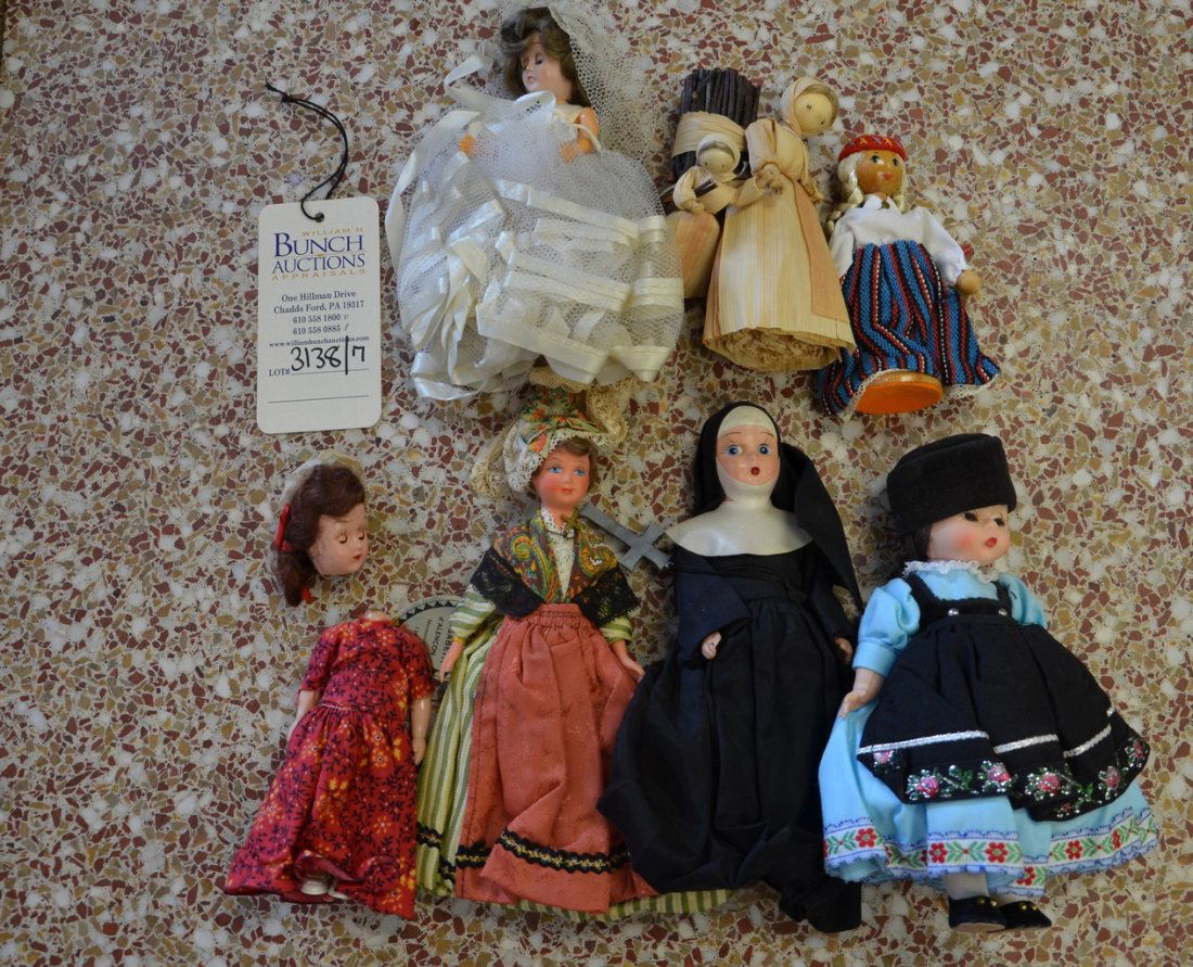 (7) composition & other ethnic dolls, tallest 7" (1 of 1)
