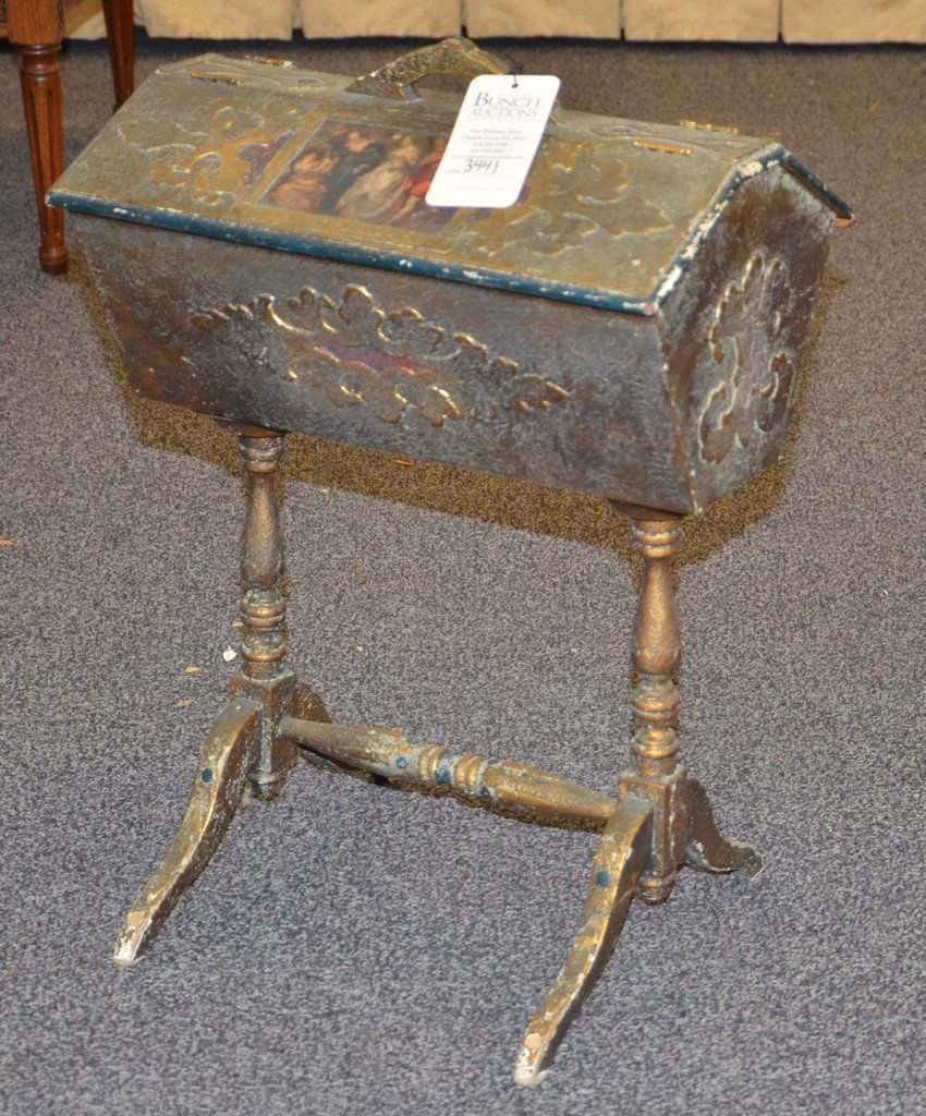 Gilt finish Italian style sewing cabinet, 16" w, 21" h (1 of 1)