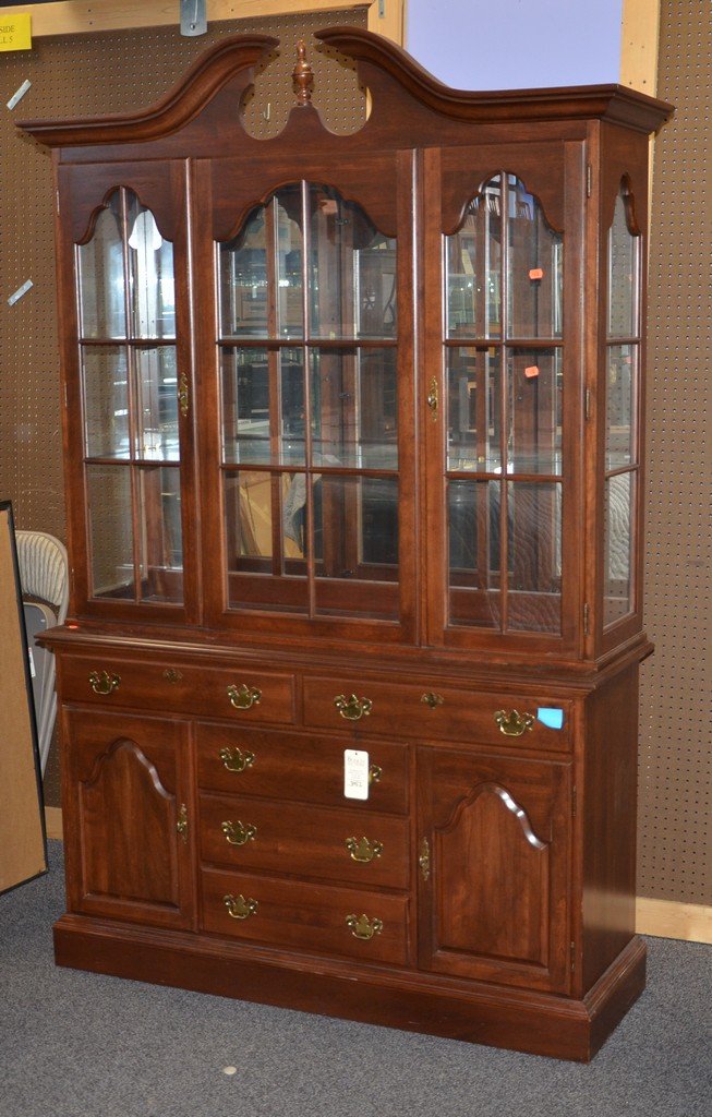 (2) piece cherry Colonial breakfront, 54" w, mirror (1 of 1)