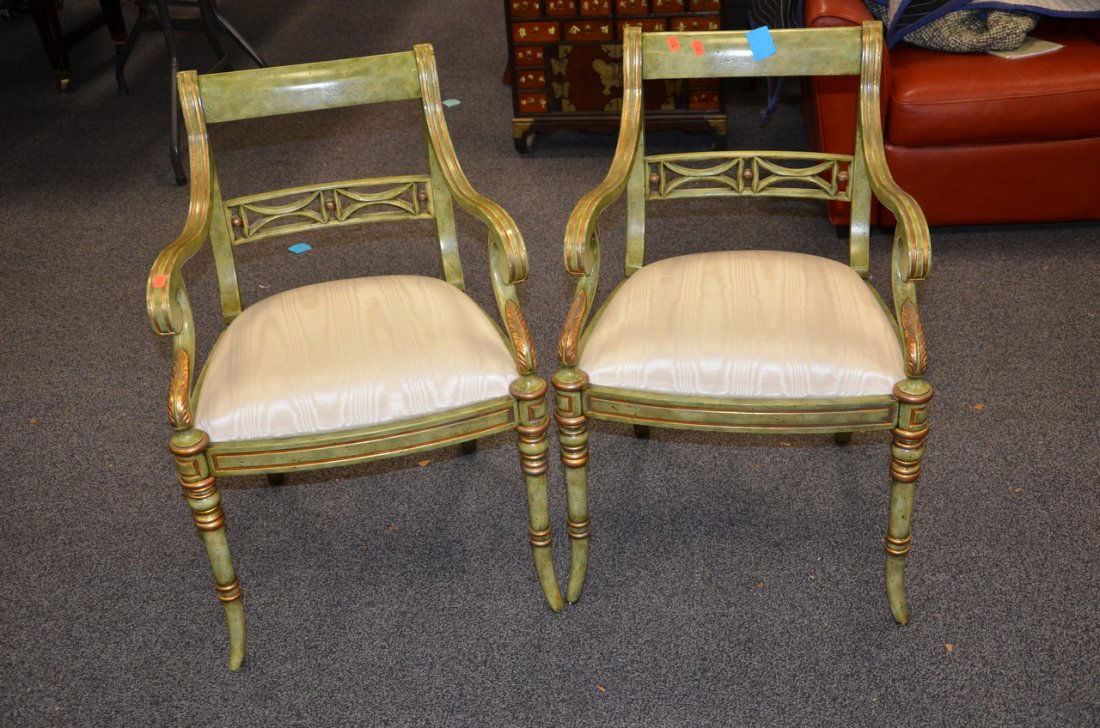 Pr gilt and green painted Maitland Smith Regency style (1 of 3)