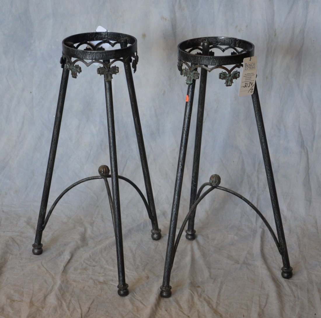 Pair of metal 3-legged plant stands, 26" h, 8" diameter (1 of 1)