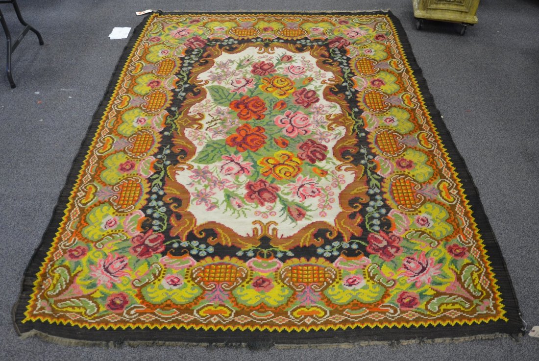 7' x 9'7" floral flat woven rug (1 of 2)