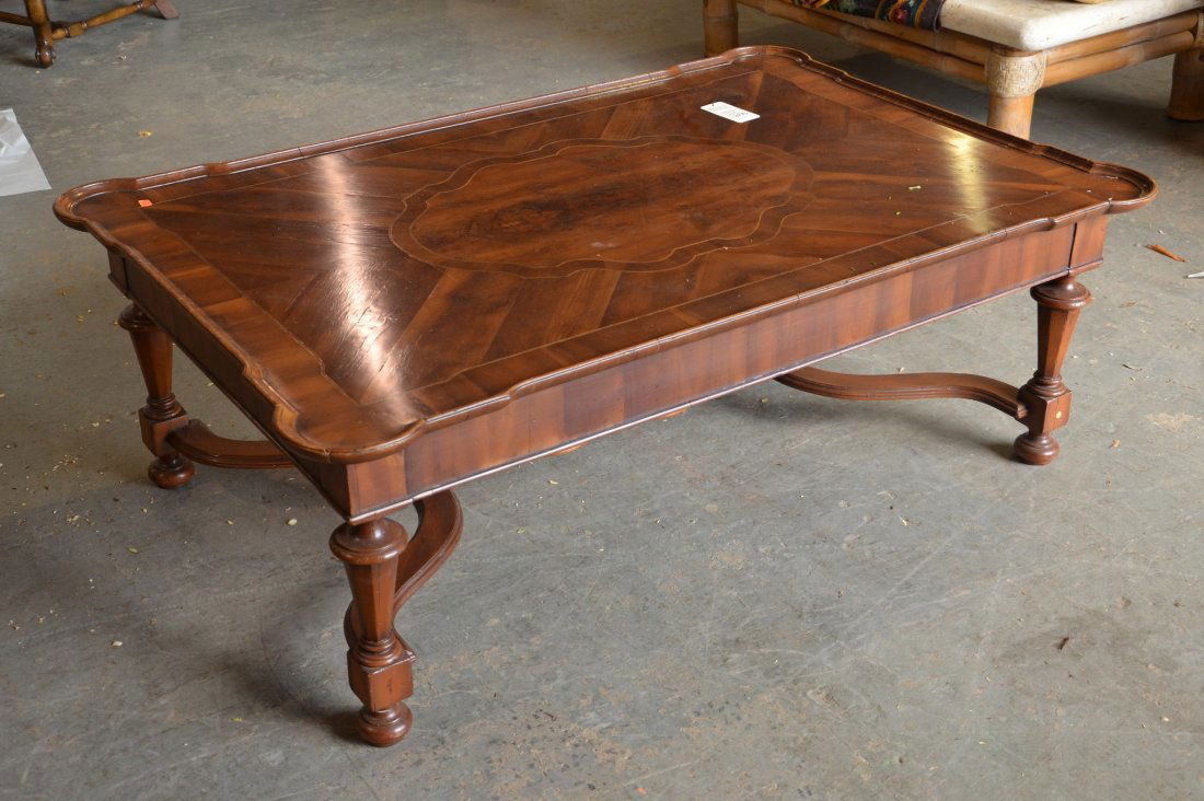 Alfonso Marina parquetry inlaid coffee table, 20" tall, (1 of 1)