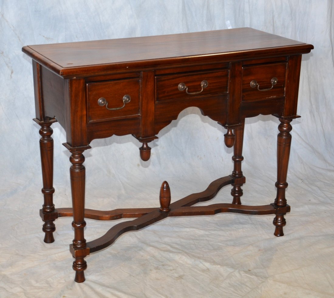 Mahogany William & Mary style side table with 3 drawer, (1 of 1)