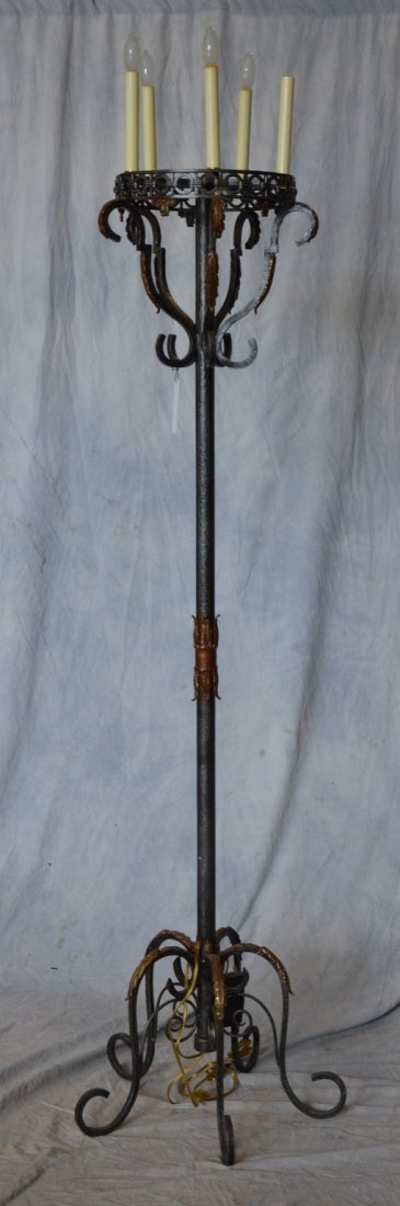Wrought and gilt iron 6-light torch lamp, 5 legged (1 of 1)