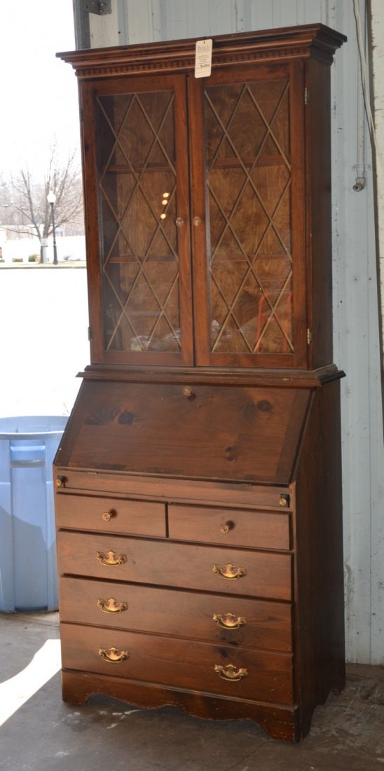 2-piece Pine Secretary desk with bookcase top, 32" w, (1 of 1)