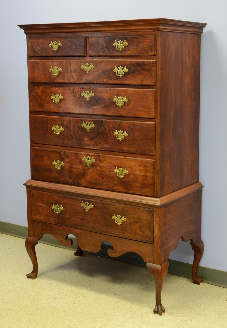 Walnut Queen Anne tall chest on stand with drawer in (1 of 2)