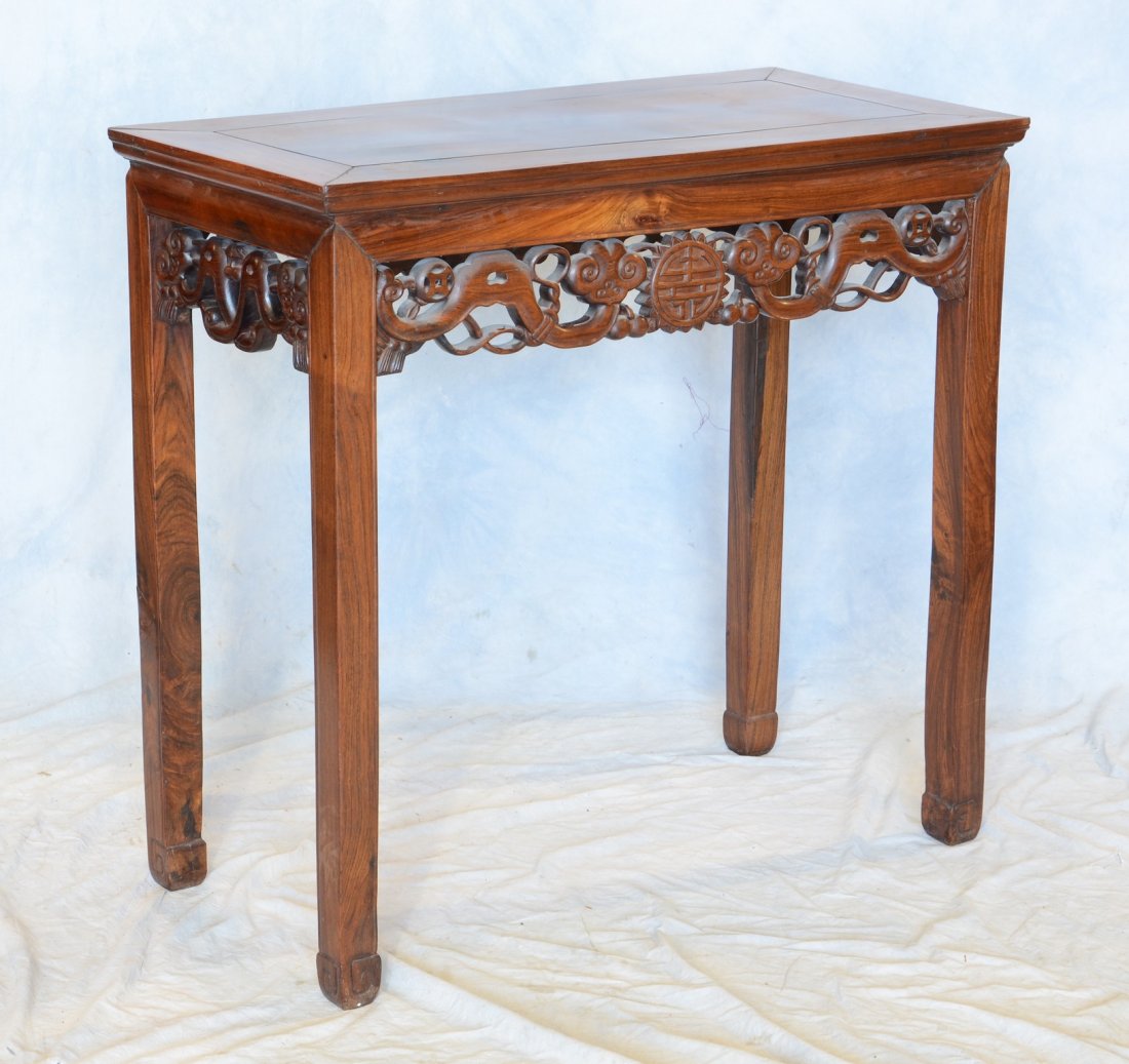 Carved teak Chinese console table, 36" w x 17-3/4" d x (1 of 1)