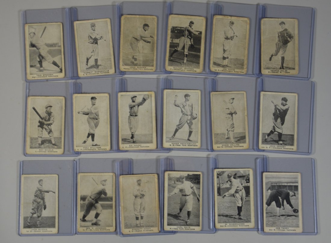 (18) 1922 American Caramel E122: Maranville, McGraw,: (18) 1922 American Caramel E122: Maranville, McGraw, Walter Johnson, Speaker, Roush, Eddie Collins (P-VG). Note HOF's (P-F)