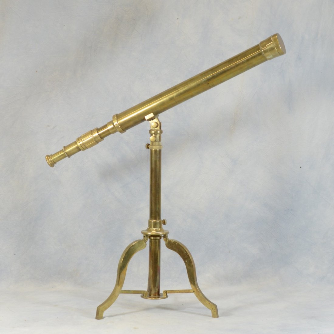 Large brass telescope on tripod base, 23" h, 29" long (1 of 1)