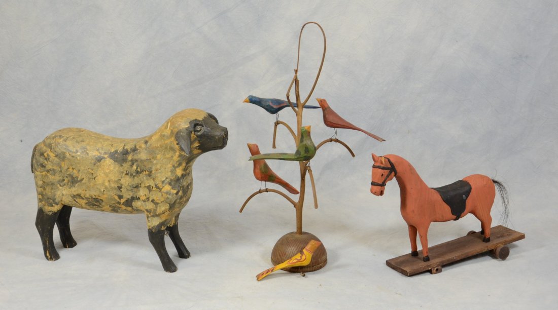 (3) Carved wood animals, including large spatter (1 of 1)