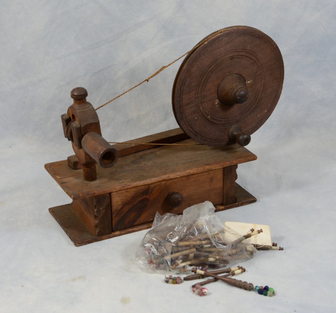 Wooden wool winder with drawer full of accessories, 12" (1 of 1)