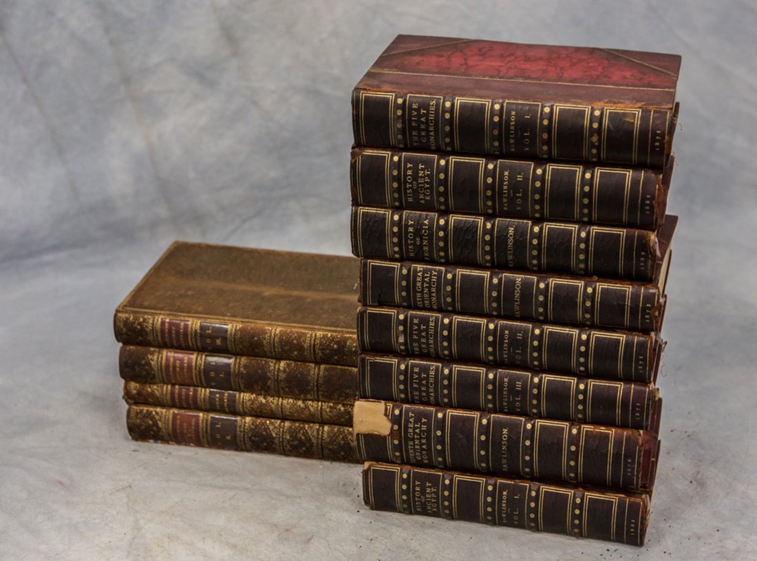 Egypt: Rowlinson, 7 Volumes, entirely disbound;: Egypt: Rowlinson, 7 Volumes, entirely disbound; Wilkinson, Manners and Customs of Ancient Egyptians, London, 1837, 4 Volumes, boards detached, book
