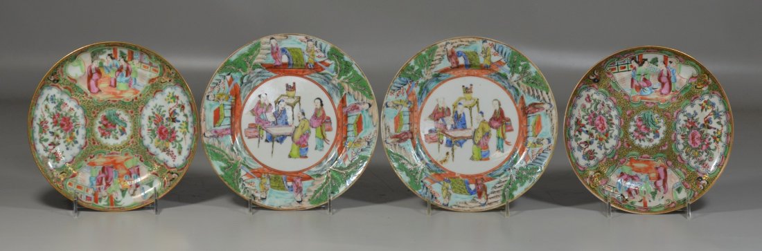 4 Chinese Export Plates, to include: pair of Mandarin (1 of 2)
