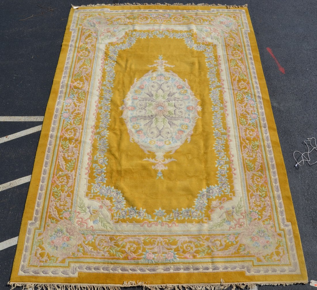 Sculptured Aubusson style carpet, 12' x 17'9": Sculptured Aubusson style carpet, 12' x 17'9"
