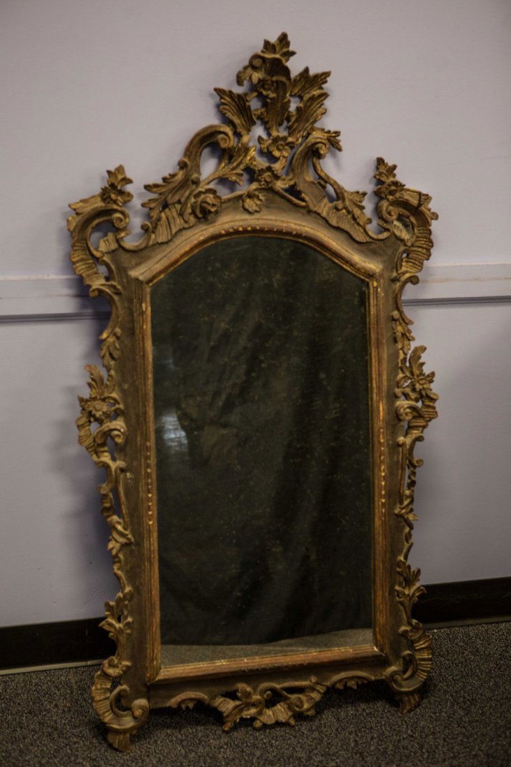 Continental Carved and gilt Rococo style wall mirror, (1 of 3)
