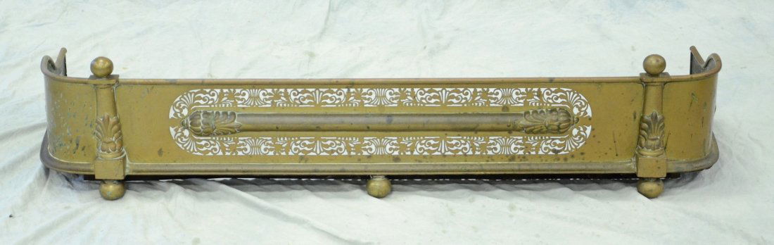 English pierced brass fire fender, 50" long x 11" h x (1 of 1)